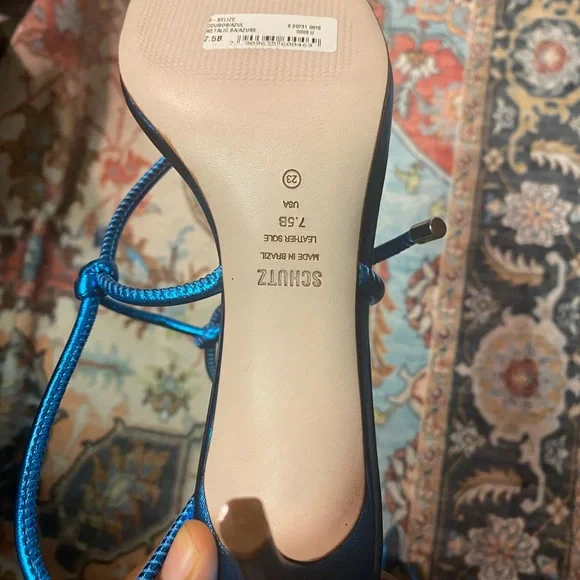 SCHUTZ Vibrant Blue Strappy Heels - Picture 5 of 6